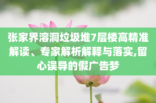 張家界溶洞垃圾堆7層樓高精準(zhǔn)解讀、專家解析解釋與落實(shí),留心誤導(dǎo)的假廣告夢