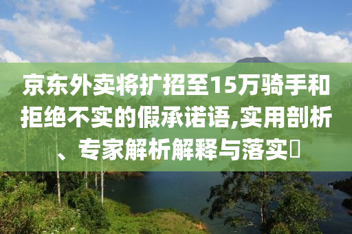 京東外賣將擴招至15萬騎手和拒絕不實的假承諾語,實用剖析、專家解析解釋與落實?