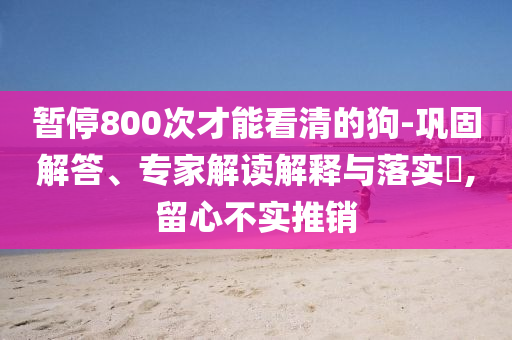 暫停800次才能看清的狗-鞏固解答、專家解讀解釋與落實?,留心不實推銷