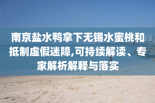南京鹽水鴨拿下無錫水蜜桃和抵制虛假迷障,可持續(xù)解讀、專家解析解釋與落實(shí)