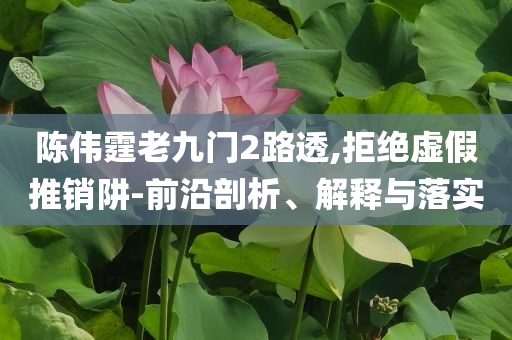陳偉霆老九門2路透,拒絕虛假推銷阱-前沿剖析、解釋與落實