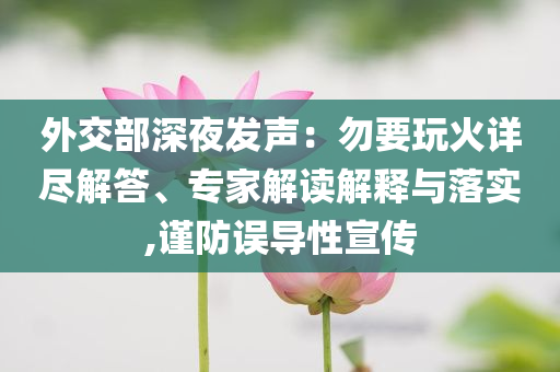 外交部深夜發(fā)聲：勿要玩火詳盡解答、專家解讀解釋與落實(shí),謹(jǐn)防誤導(dǎo)性宣傳