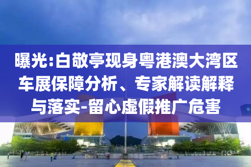 曝光:白敬亭現(xiàn)身粵港澳大灣區(qū)車展保障分析、專家解讀解釋與落實(shí)-留心虛假推廣危害