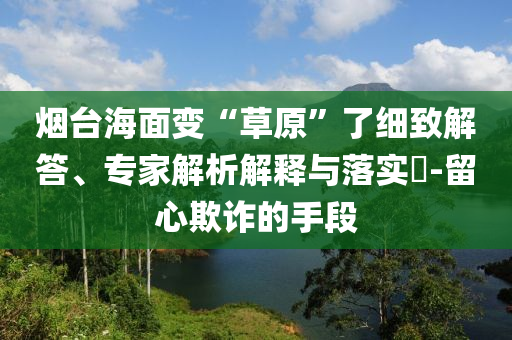 煙臺海面變“草原”了細(xì)致解答、專家解析解釋與落實?-留心欺詐的手段