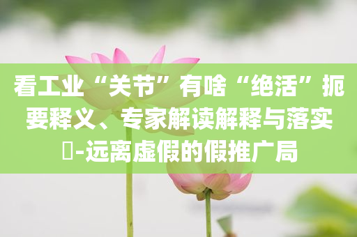 看工業(yè)“關(guān)節(jié)”有啥“絕活”扼要釋義、專家解讀解釋與落實(shí)?-遠(yuǎn)離虛假的假推廣局