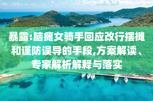 暴露:腦癱女騎手回應改行擺攤和謹防誤導的手段,方案解讀、專家解析解釋與落實