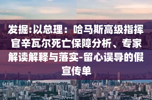 發(fā)掘:以總理：哈馬斯高級(jí)指揮官辛瓦爾死亡保障分析、專家解讀解釋與落實(shí)-留心誤導(dǎo)的假宣傳單