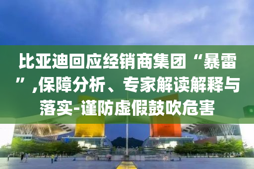 比亞迪回應(yīng)經(jīng)銷(xiāo)商集團(tuán)“暴雷”,保障分析、專(zhuān)家解讀解釋與落實(shí)-謹(jǐn)防虛假鼓吹危害