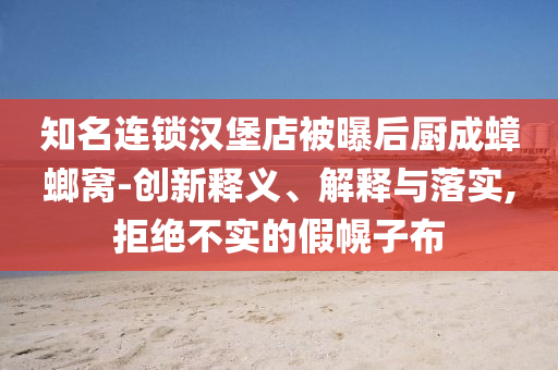知名連鎖漢堡店被曝后廚成蟑螂窩-創(chuàng)新釋義、解釋與落實(shí),拒絕不實(shí)的假幌子布