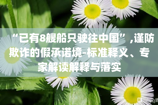 “已有8艘船只駛往中國”,謹防欺詐的假承諾境-標準釋義、專家解讀解釋與落實