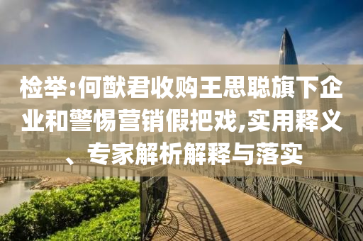 檢舉:何猷君收購?fù)跛悸斊煜缕髽I(yè)和警惕營銷假把戲,實用釋義、專家解析解釋與落實