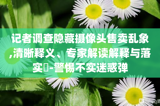 記者調(diào)查隱藏攝像頭售賣亂象,清晰釋義、專家解讀解釋與落實?-警惕不實迷惑彈