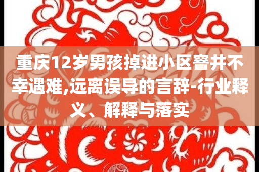 重慶12歲男孩掉進(jìn)小區(qū)窨井不幸遇難,遠(yuǎn)離誤導(dǎo)的言辭-行業(yè)釋義、解釋與落實