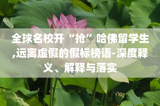 全球名校開“搶”哈佛留學(xué)生,遠(yuǎn)離虛假的假標(biāo)榜語-深度釋義、解釋與落實(shí)