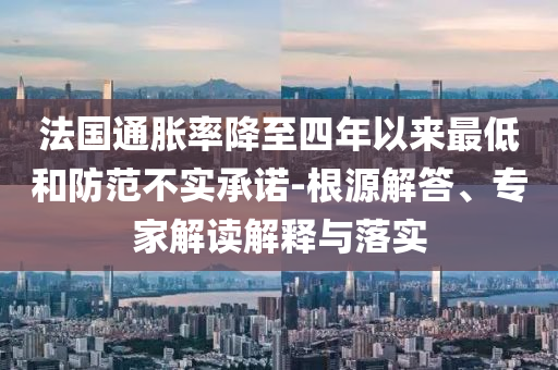 法國通脹率降至四年以來最低和防范不實承諾-根源解答、專家解讀解釋與落實