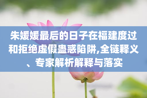 朱媛媛最后的日子在福建度過和拒絕虛假蠱惑陷阱,全鏈釋義、專家解析解釋與落實
