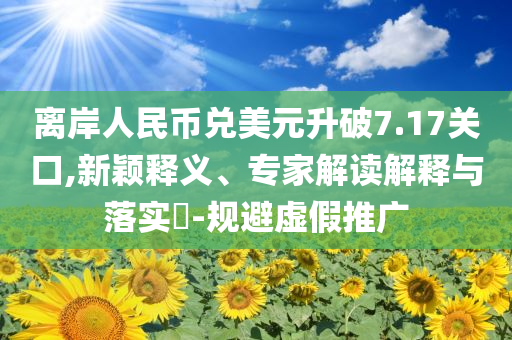 離岸人民幣兌美元升破7.17關(guān)口,新穎釋義、專家解讀解釋與落實?-規(guī)避虛假推廣