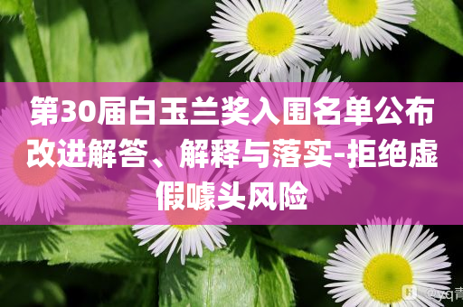 第30屆白玉蘭獎(jiǎng)入圍名單公布改進(jìn)解答、解釋與落實(shí)-拒絕虛假噱頭風(fēng)險(xiǎn)
