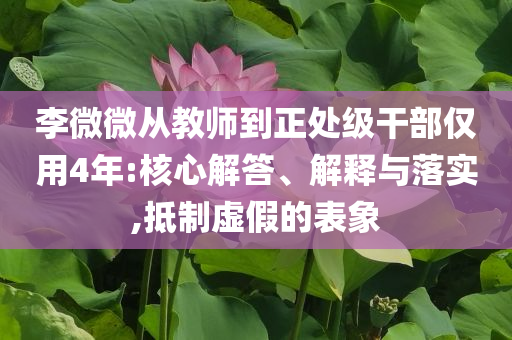 李微微從教師到正處級(jí)干部?jī)H用4年:核心解答、解釋與落實(shí),抵制虛假的表象