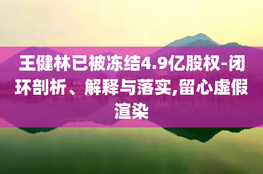 王健林已被凍結(jié)4.9億股權(quán)-閉環(huán)剖析、解釋與落實,留心虛假渲染