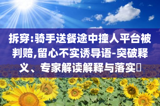 拆穿:騎手送餐途中撞人平臺(tái)被判賠,留心不實(shí)誘導(dǎo)語-突破釋義、專家解讀解釋與落實(shí)?