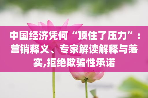中國經(jīng)濟憑何“頂住了壓力”:營銷釋義、專家解讀解釋與落實,拒絕欺騙性承諾
