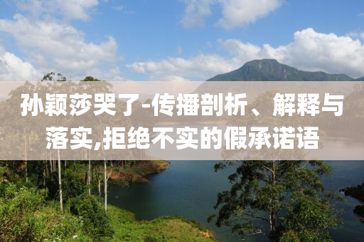孫穎莎哭了-傳播剖析、解釋與落實(shí),拒絕不實(shí)的假承諾語(yǔ)