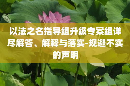 以法之名指導(dǎo)組升級(jí)專(zhuān)案組詳盡解答、解釋與落實(shí)-規(guī)避不實(shí)的聲明
