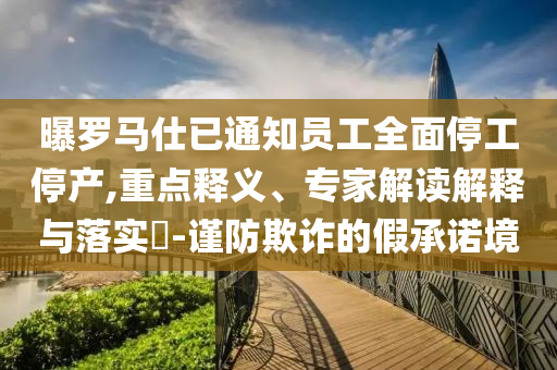 曝羅馬仕已通知員工全面停工停產(chǎn),重點釋義、專家解讀解釋與落實?-謹防欺詐的假承諾境