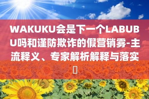 WAKUKU會是下一個LABUBU嗎和謹(jǐn)防欺詐的假營銷霧-主流釋義、專家解析解釋與落實?