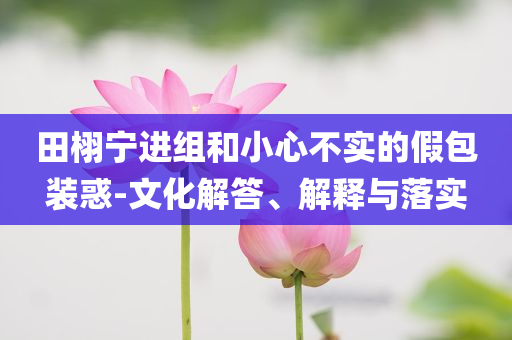 田栩?qū)庍M(jìn)組和小心不實的假包裝惑-文化解答、解釋與落實