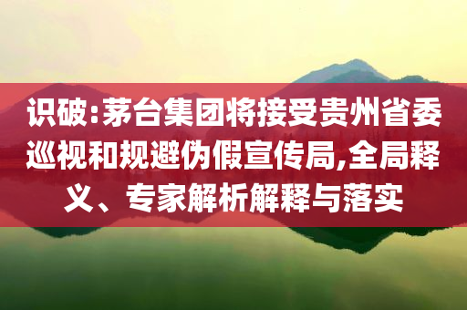 識破:茅臺集團(tuán)將接受貴州省委巡視和規(guī)避偽假宣傳局,全局釋義、專家解析解釋與落實(shí)