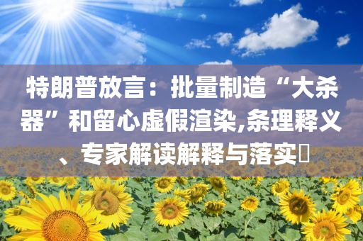 特朗普放言：批量制造“大殺器”和留心虛假渲染,條理釋義、專家解讀解釋與落實(shí)?