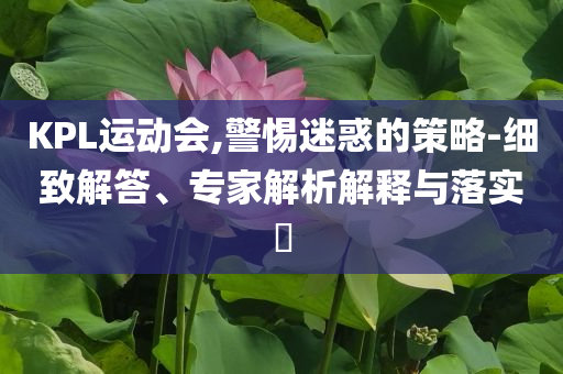 KPL運(yùn)動會,警惕迷惑的策略-細(xì)致解答、專家解析解釋與落實(shí)?