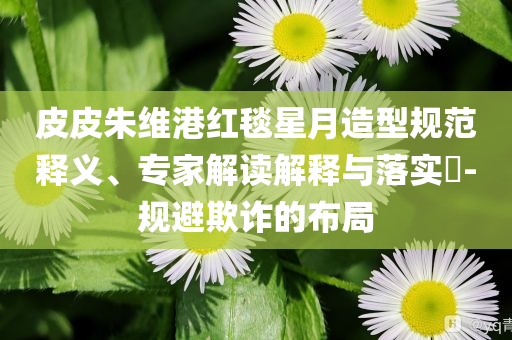 皮皮朱維港紅毯星月造型規(guī)范釋義、專(zhuān)家解讀解釋與落實(shí)?-規(guī)避欺詐的布局