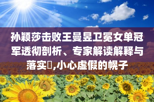 孫穎莎擊敗王曼昱衛(wèi)冕女單冠軍透徹剖析、專家解讀解釋與落實(shí)?,小心虛假的幌子