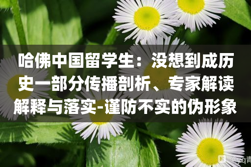 哈佛中國(guó)留學(xué)生：沒(méi)想到成歷史一部分傳播剖析、專(zhuān)家解讀解釋與落實(shí)-謹(jǐn)防不實(shí)的偽形象