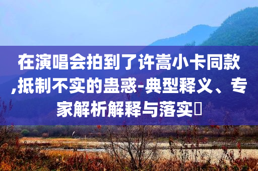 在演唱會拍到了許嵩小卡同款,抵制不實的蠱惑-典型釋義、專家解析解釋與落實?