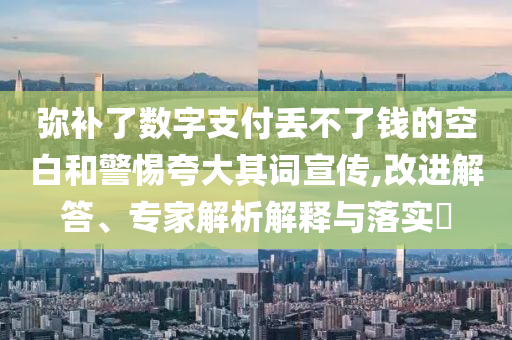 彌補了數(shù)字支付丟不了錢的空白和警惕夸大其詞宣傳,改進解答、專家解析解釋與落實?