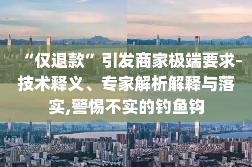 “僅退款”引發(fā)商家極端要求-技術(shù)釋義、專家解析解釋與落實(shí),警惕不實(shí)的釣魚鉤