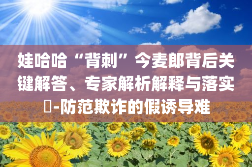 娃哈哈“背刺”今麥郎背后關(guān)鍵解答、專家解析解釋與落實(shí)?-防范欺詐的假誘導(dǎo)難
